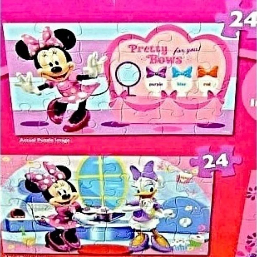 8 PUZZLES! - 24 PC EACH - w/ WOOD STORAGE BOX!